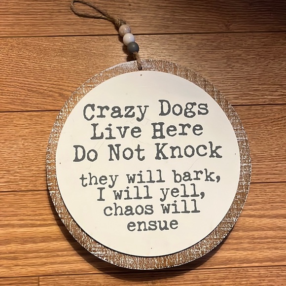 Other - SALE -9”x9” distressed round white background w/gray lettering.